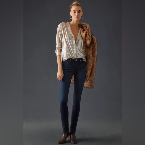 Paige Hoxton High Rise Ultra Skinny Transcend Jeans - Mona Dark Wash - Picture 2 of 8